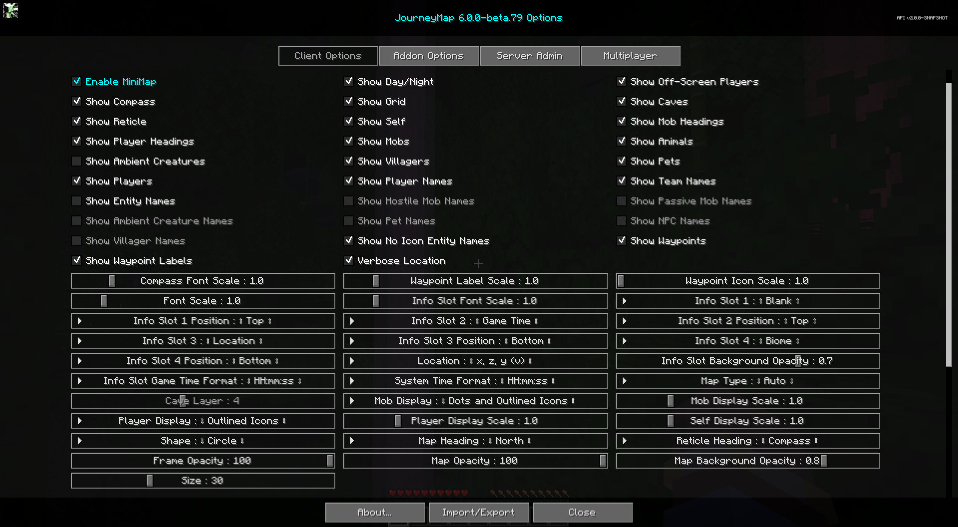 Minimap-Settings