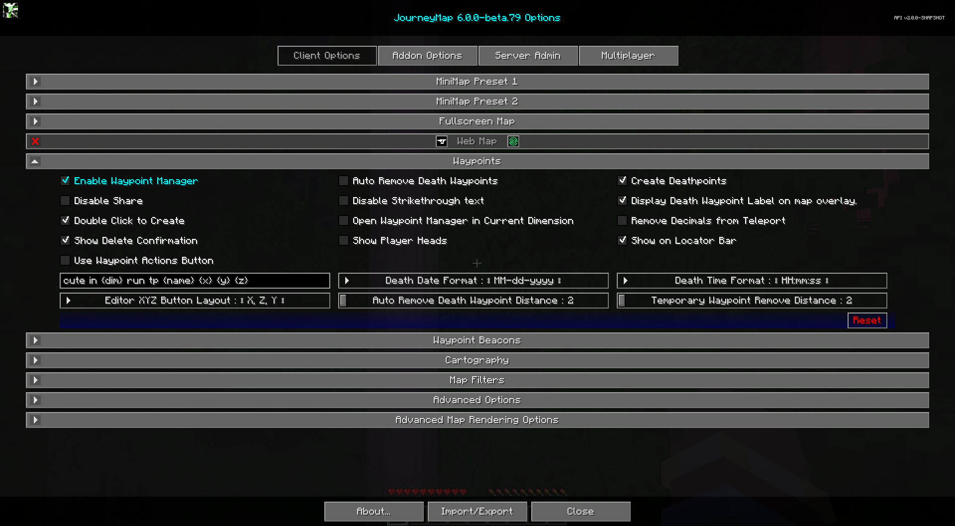 Waypoint-Settings